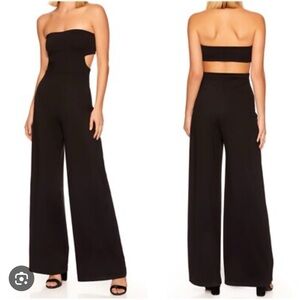 Lovers + Friends Black Strapless Jumpsuit with Wide-Leg Design